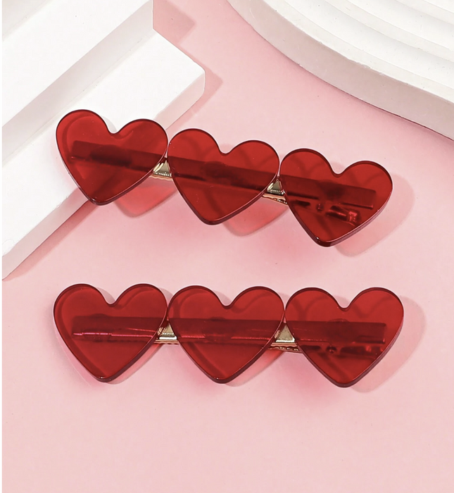 2pcs/Set Valentine'S Day Couple Gift Cute Heart-Shaped Interlocking Geometric Alloy Hair Clip
