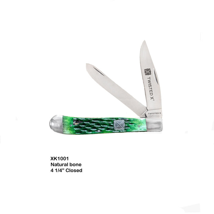 TWISTED X  KNIFES- 4 1/4" CLOSED GREEN BONE