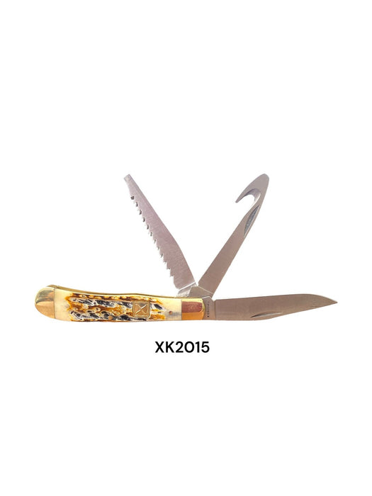 TWISTED X  KNIFES- 4 1/4" CLOSED NATURAL BONE, YELLOW 3 BLADE