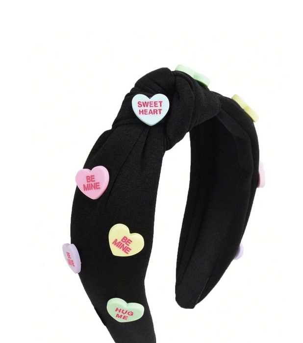1pc Cute Sweetheart Knot Fabric Headband With Printed Text For Women
