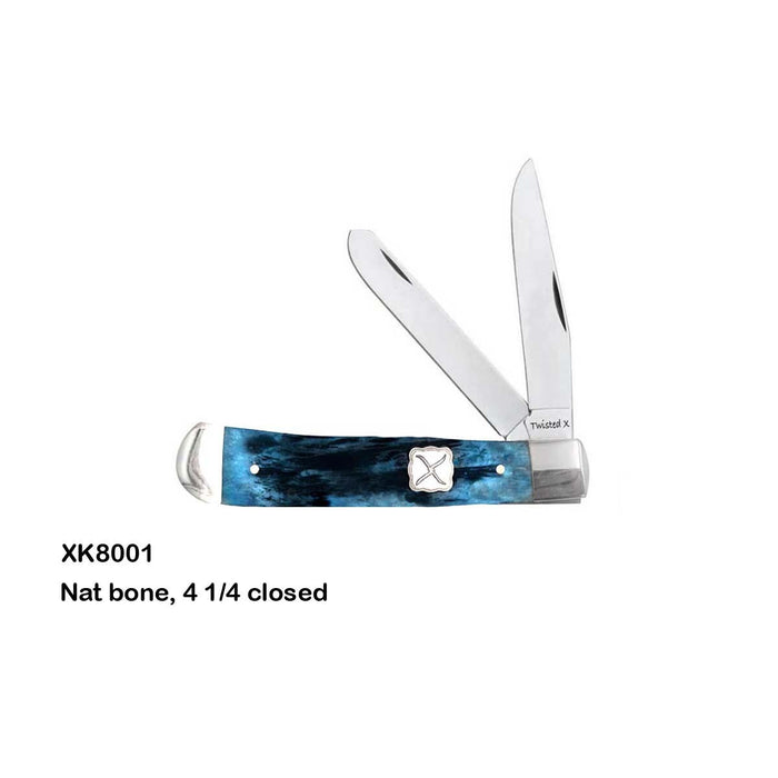 TWISTED X  KNIFES- 4 1/4" DBL SS BLD BLUE BSKT WEAVE HNDL