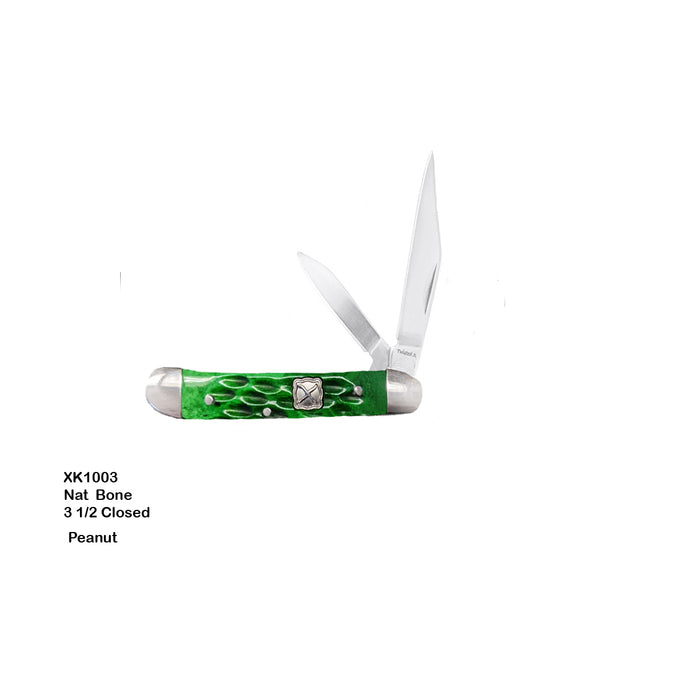 TWISTED X FOLDING KNIVES- 2 2/3" CLOSED GREEN PEANUT