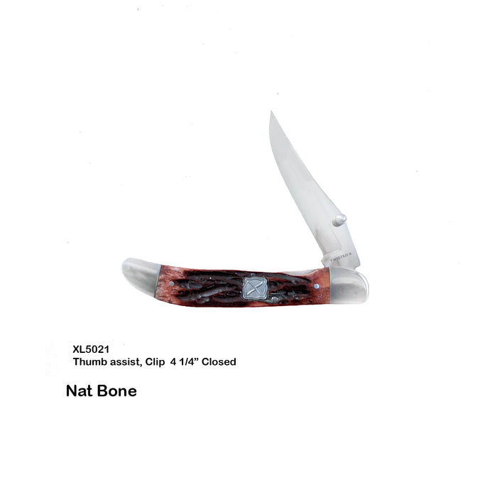 TWISTED X FOLDING KNIVES- 4 1/4"" RED BONE STOCKMAN