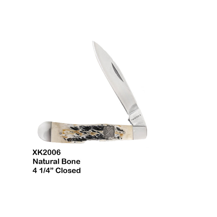 TWISTED X FOLDING KNIVES- 4 1/4"" NATURAL BONE