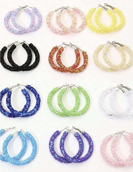 1pair Colorful C-shaped Fashionable Hoop Earrings