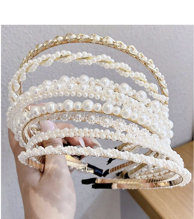 1 Headband - Simple Pearl Hairband Versatile Non-Slip
