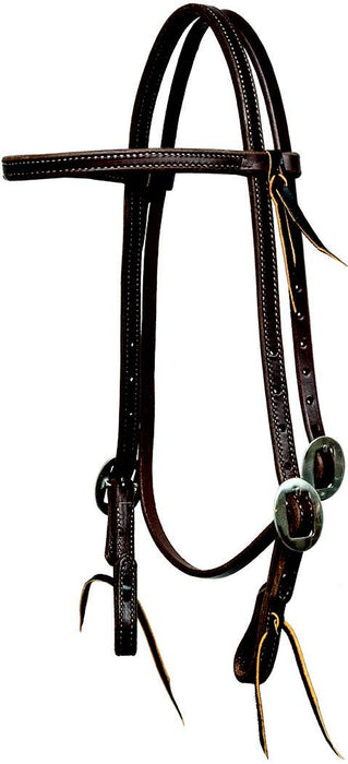 Headstall - Brownband 5/8" Double Stitched 2 SS Tie