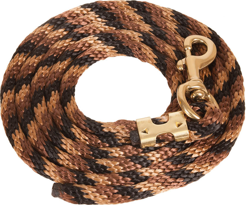 Poly Lead Rope 5/8"x 8 Bolt Snap - Black/Tan/Brown