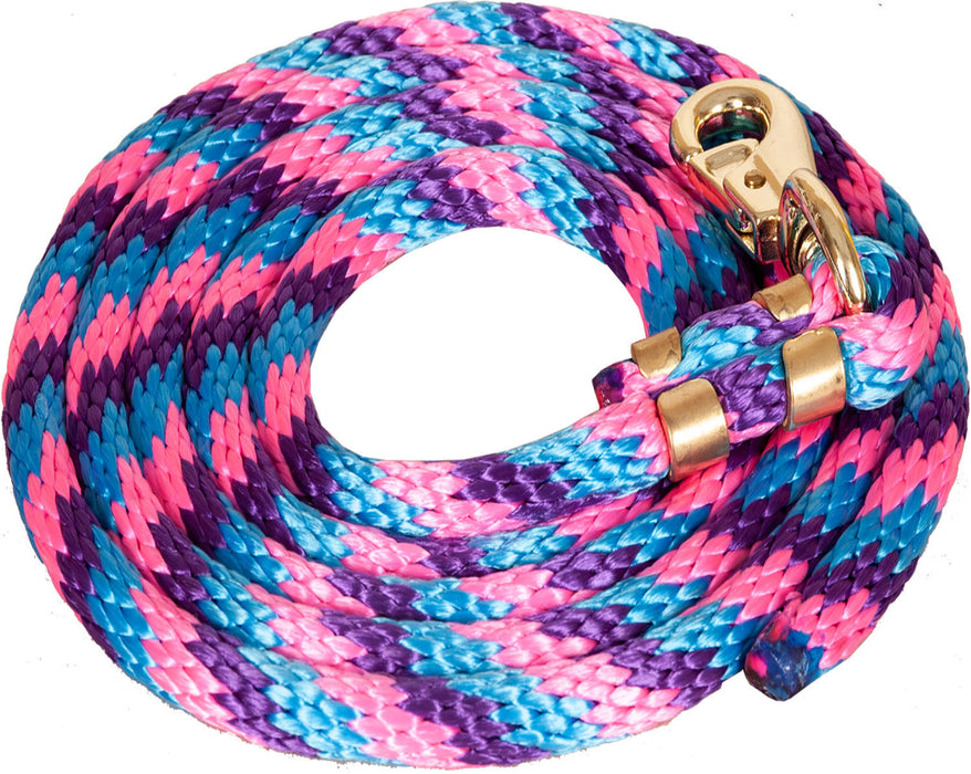 Poly Lead Rope 5/8"x 8 Bolt Snap -  Turq/Hot Pink/ Purple
