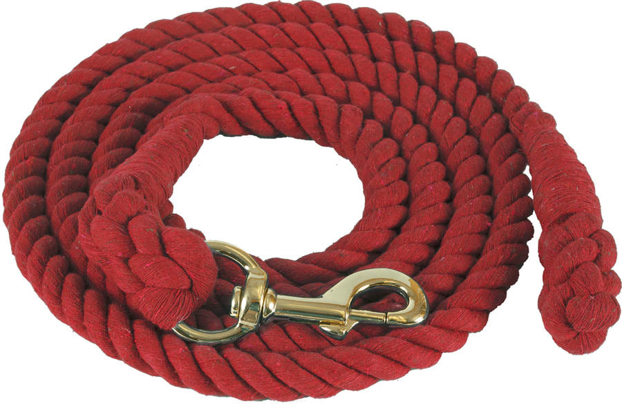 Cotton Lead Rope 3/4" X 10" Bolt Snap - Red