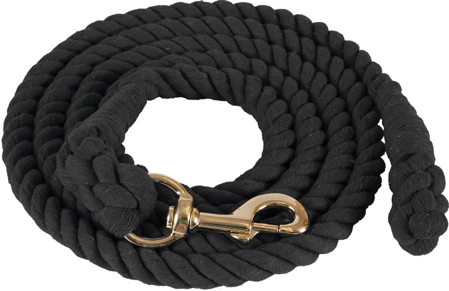 Cotton Lead Rope 3/4" X 10" Bolt Snap - Black