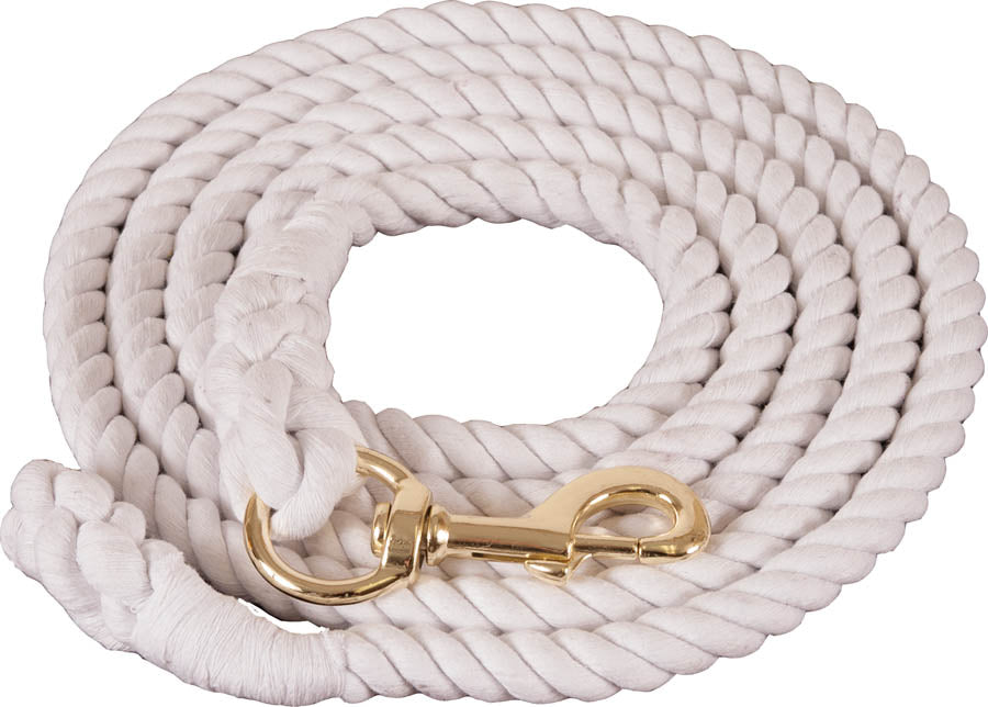 Cotton Lead Rope 3/4" X 10" Bolt Snap - White