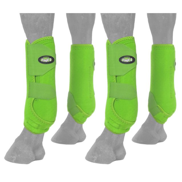 TOUGH1 EXTREME VENTED SPORT BOOTS - FULL SET - MEDIUM - NEON GREEN