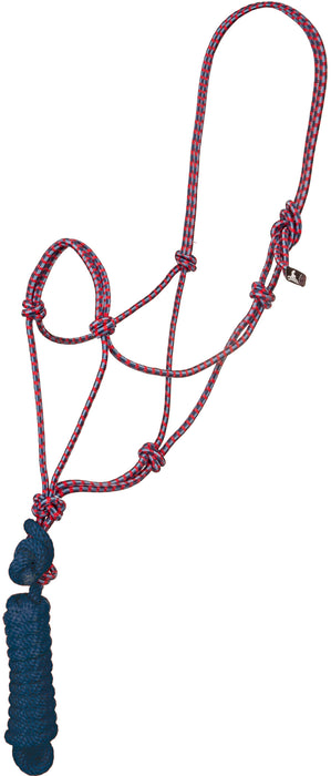 Economy Mountain Rope Halter and Lead - Red/Navy/Baby Blue
