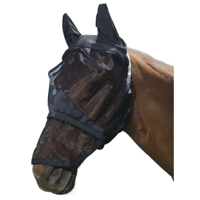 TOUGH1 COMFORT MESH FLY MASK WITH MESH NOSE-BLACK