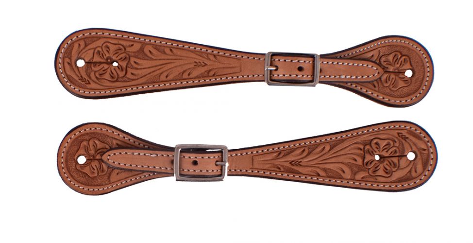 Showman ® Men's Argentina Cow Leather Spur Straps with Floral Tooling.