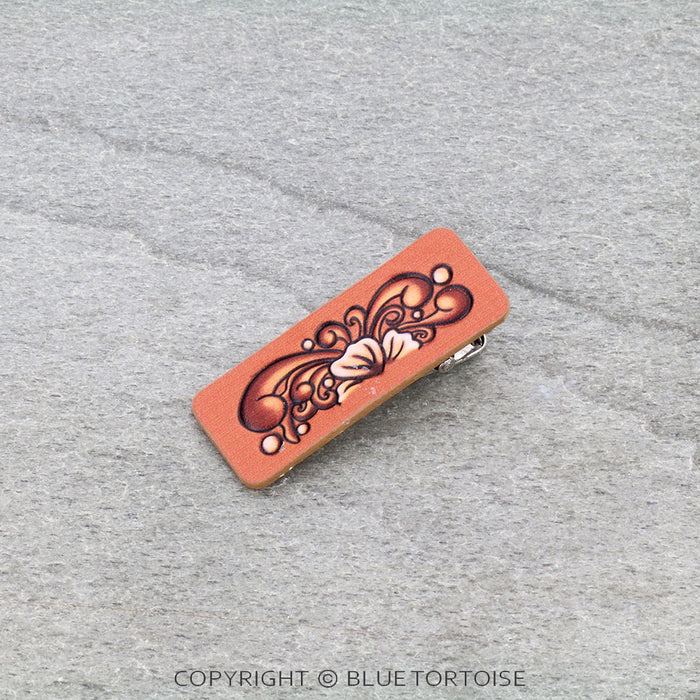 Floral Swirl Leather Hair Clip