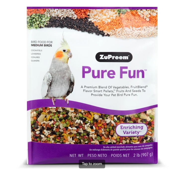 ZuPreem Pure Fun Bird Food for Medium Birds, 2 lbs.