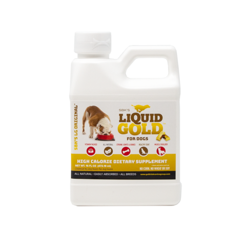 SBK'S LIQUID GOLD FOR DOGS High Calorie Dietary Supplement- Bacon Flavor-Gallon