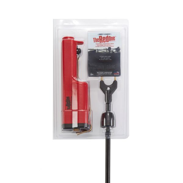 Hot Shot: SABRE-SIX® The Red One® Battery Operated Electric Livestock Prod Handle with 32" Flexible Shaft