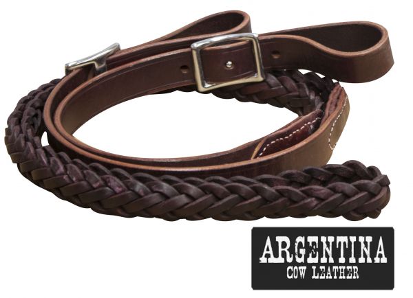 19098 - 7.5 ft Argentina cow leather contest reins.