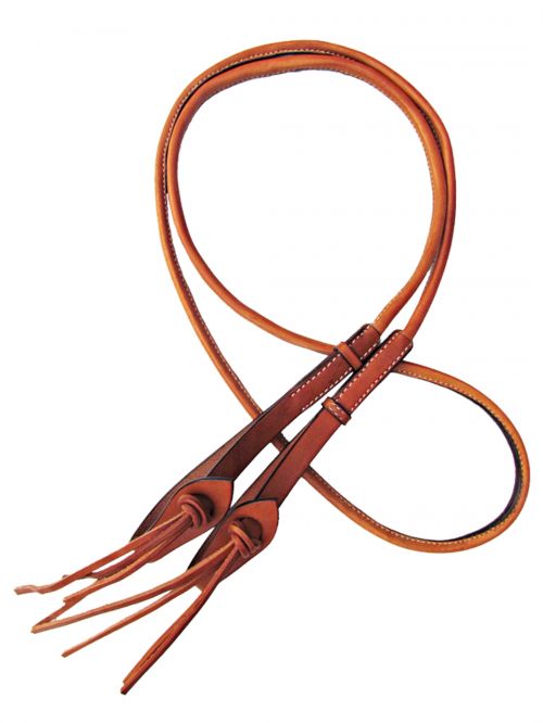 19448 - 8ft Round roping reins with leather loop ends.
