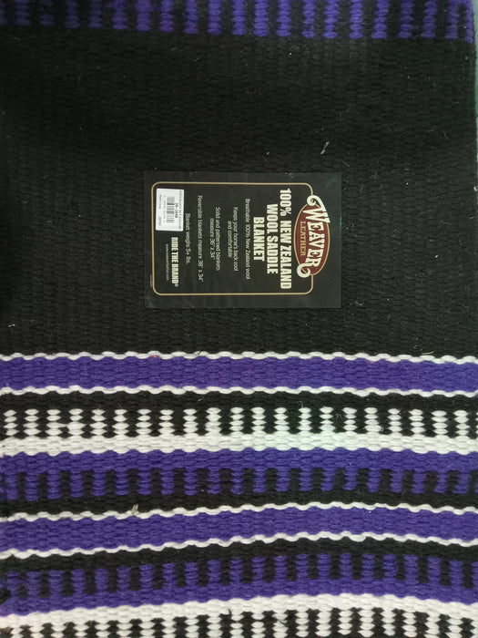 100% New Zealand Wool Saddle Blanket - black/purple/white