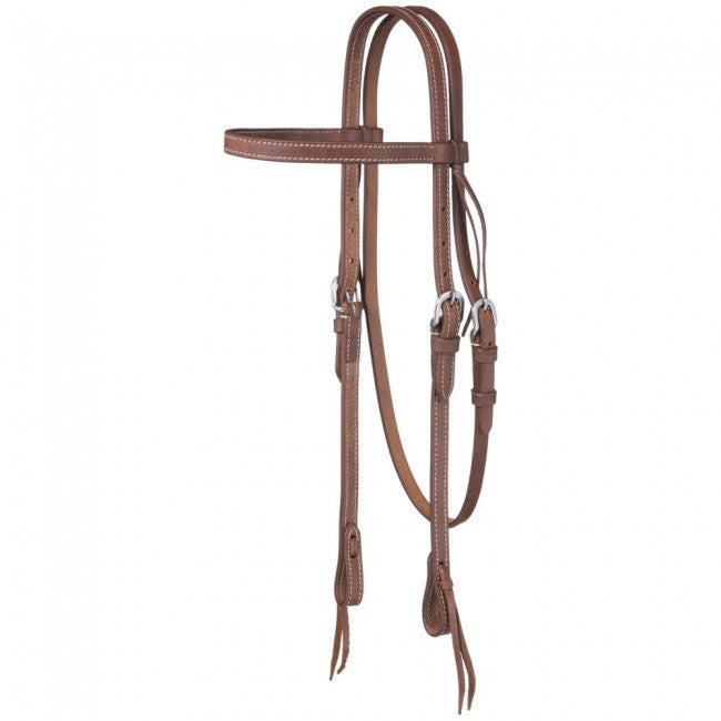 ROYAL KING DOUBLE STITCHED HARNESS LEATHER BROWBAND HEADSTALL
