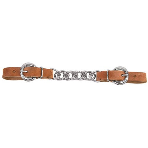 Harness Leather 3-1/2" Double Flat Link Chain Curb Strap