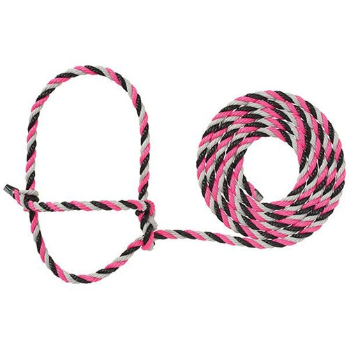 Cattle Rope Halter - Pink/Black/Gray