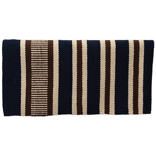 Double Weave Saddle Blanket Blue/Brown/White