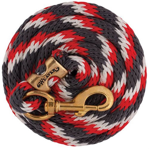 Poly Lead Rope with a Solid Brass 225 Snap - Graphite/Red/White