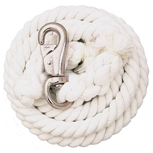 White Cotton Lead Rope with Solid Brass Bull Snap