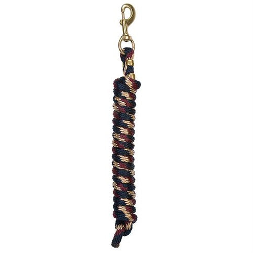 Poly Lead Rope with a Solid Brass 225 Snap - Navy/Tan/Burgundy