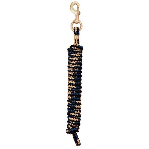 Poly Lead Rope with a Solid Brass 225 Snap - Black/Tan/Navy