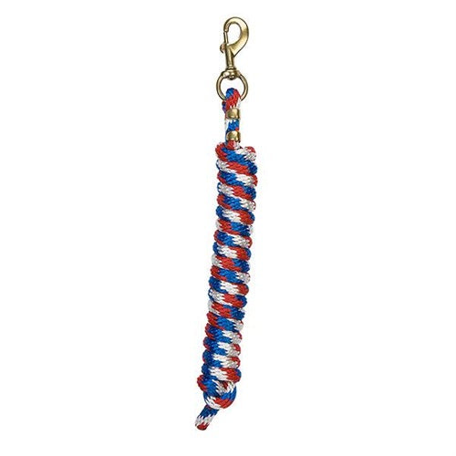 Poly Lead Rope with a Solid Brass 225 Snap - Blue/Red/White