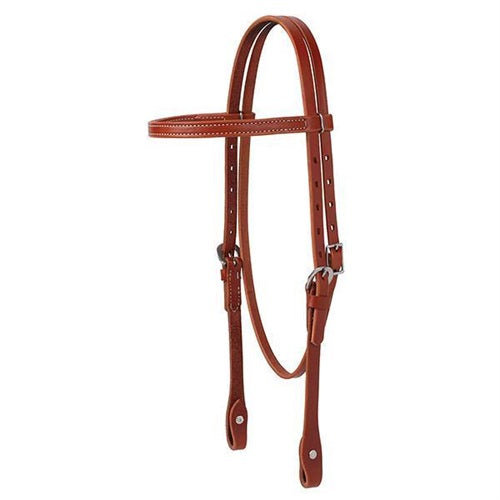 5/8 Skirting Leather Browband Headstall - Golden Brown