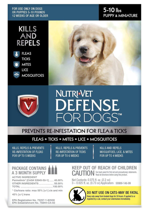 Nutri-Vet Defense for Dogs Flea & Ticks PUPPY & MINIATURE - 5-10LBS