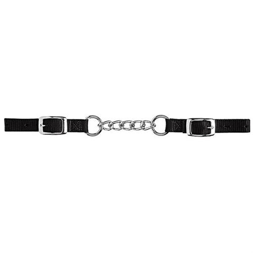 Heavy-Duty Nylon Curb Strap with 4-1/2" Single Link Chain - Black