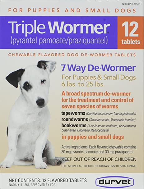 TRIPLE WORMER TABS - SMALL DOGS AND PUPPIES 12 TABLETS