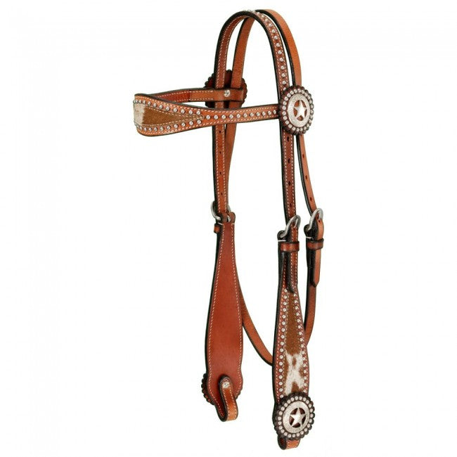 Browband Headstall W/Spotted Hair Overlay