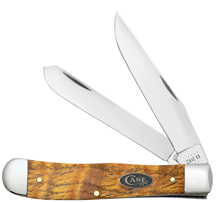 CASE XX - Yellow Curly Oak Wood Trapper Stainless 47120 Pocket Knife