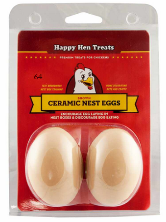 Happy Hen Ceramic Nest Egg Brown 2Pk