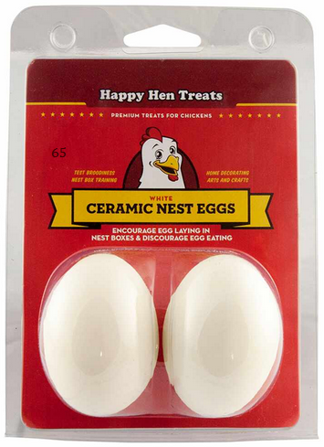 Happy Hen Ceramic Nest Egg White 2Pk