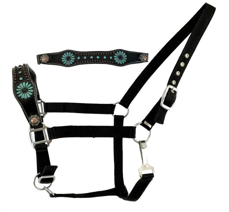 SHOWMAN - NYLON BRONC HALTER WITH HAND PAINTED FLORAL DESIGN