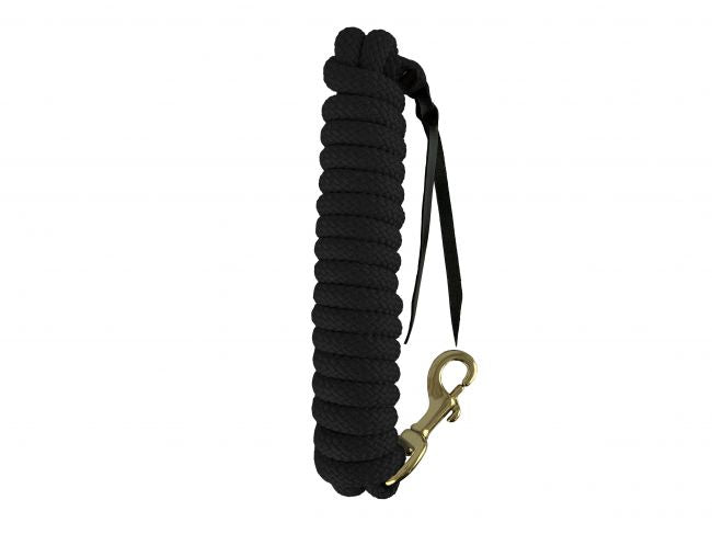 SHOWMAN 14' LEATHER END NYLON PRO BRAID TRAINING LEAD WITH BRASS SNAP