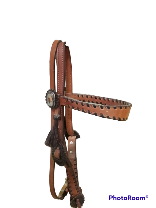 1" straight browband headstall harness leather
