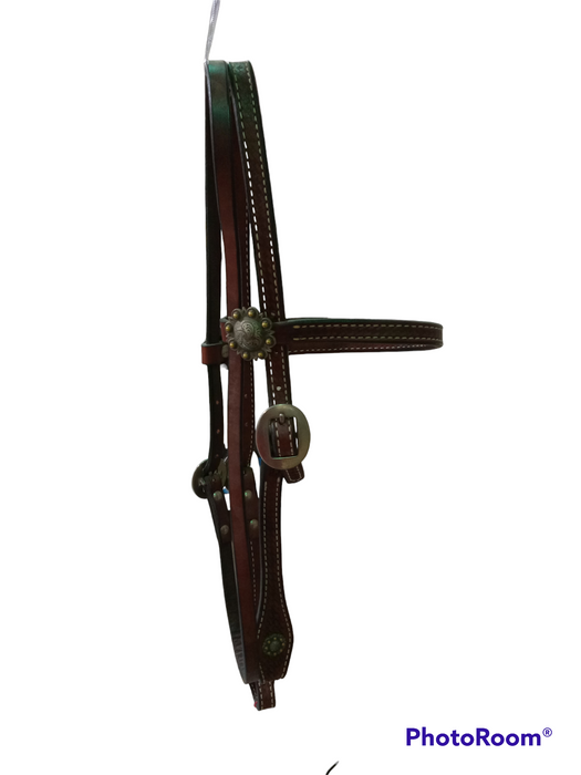 Tooled Browband Headstall - weave with conchos