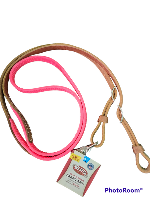Barrel Reins with Rubber Grip - Pink