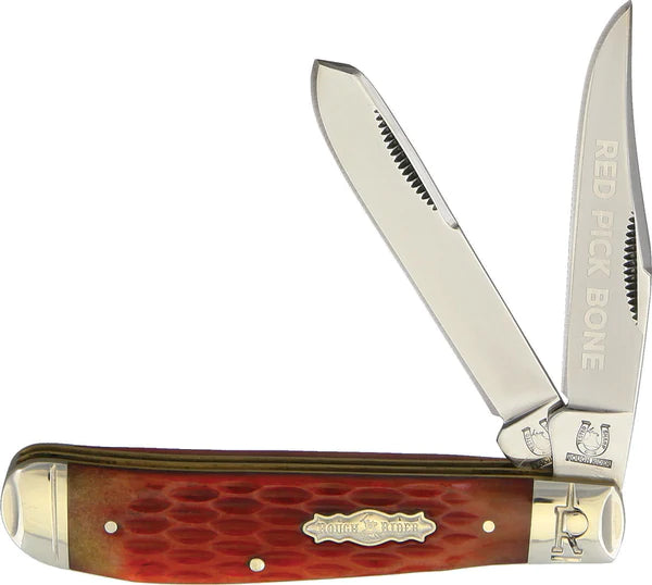 Rough Ryder- MINI TRAPPER RED PICKED BONE STAINLESS FOLDING BLADES KNIFE 1678